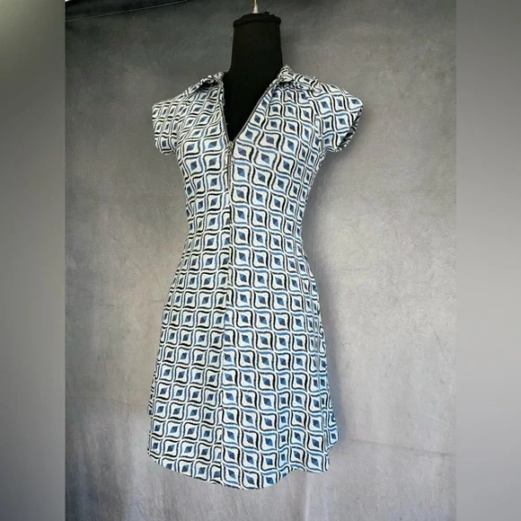 Urban outfitters blue retro quarter zip mini dress size xs - Picture 4 of 6